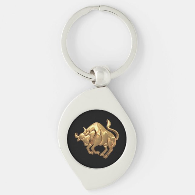 Chaveiro Símbolo Tone Taurus Zodiac Sinal Bull Dourado (Frente)