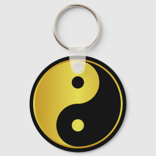Chaveiro Símbolo Yin e Yang Dourada filosofia asiática