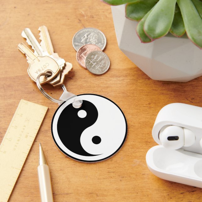 Chaveiro Símbolo Yin Yang - tatuagem sólida design 2 (Mesa)