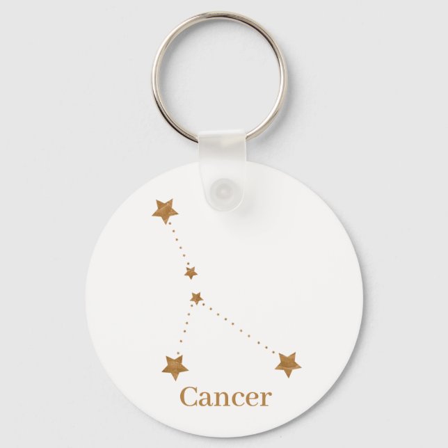 Chaveiro Símbolo Zodiac Moderno - Cancer Dourado | Água Ele (Frente)