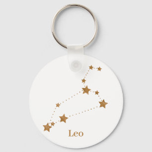 Chaveiro Símbolo Zodiaco Moderno Leo Dourado  Elemento Inc