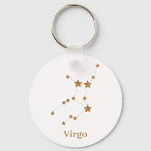 Chaveiro Símbolo Zodiano Moderno Dourado Virgo   Elemento T