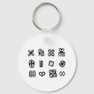 Chaveiro Símbolos africanos Adinkra, preto e branco