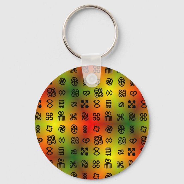 Chaveiro Símbolos de Adinkra com cores africanas (Frente)