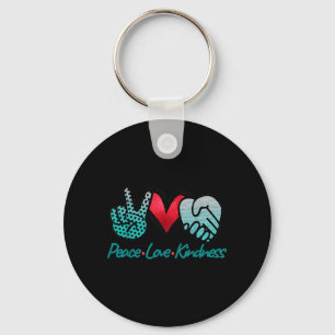 Chaveiro Símbolos de Paz Amor Gentileza Design Azul Turques