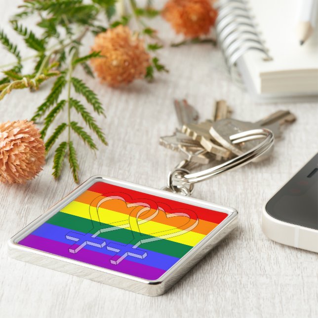 Chaveiro Símbolos do Orgulho Casal feminina Sinalizador do  (Lateral)