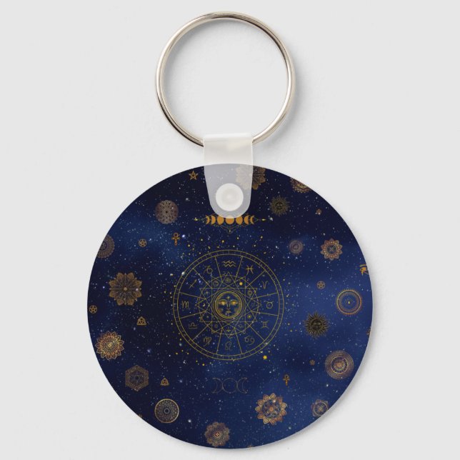 Chaveiro Símbolos mágicos da proteção Mandala Pagan Witch (Frente)