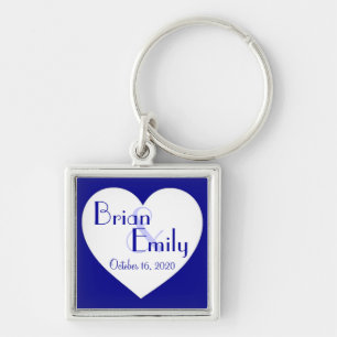 Chaveiro Simple blue white heart customizable keychain