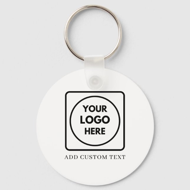 Chaveiro Simple Logo Text White Business Promo Keychains (Frente)