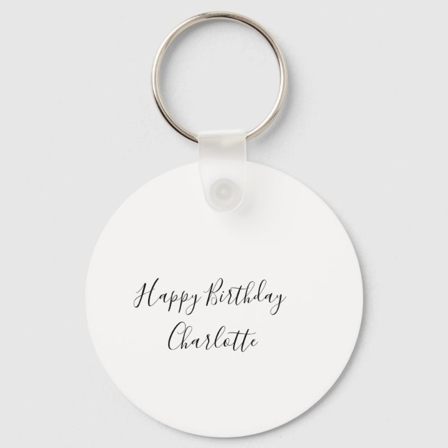 Chaveiro SIMPLE MINIMAL.CUTE ADICIONE NOME BEBÊ feliz anive (Frente)