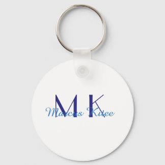 Chaveiro simple minimal monogram personalized name blue ret