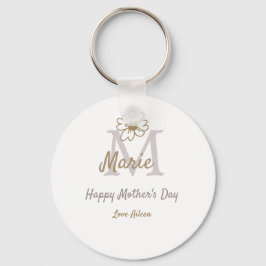 Chaveiro simple minimal mother's day monogram golden gray f