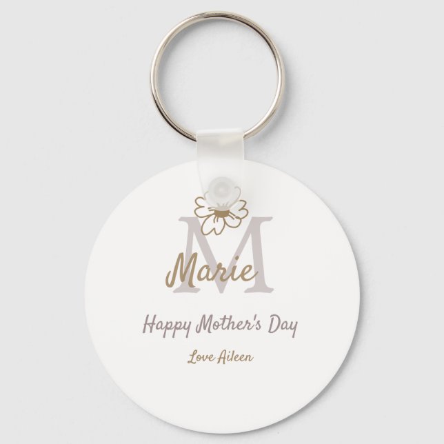 Chaveiro simple minimal mother's day monogram golden gray f (Frente)