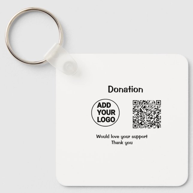 Chaveiro Simple minimal q r code add logo social-media text (Frente)