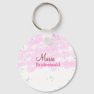 Chaveiro simples adicione nome monograma rosa dama de honra