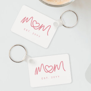 Chaveiro Simples Coração de Scripto Rosa Fofo Nova Mãe Esta