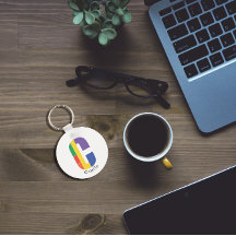 Chaveiro simples de letra monográfica mínima