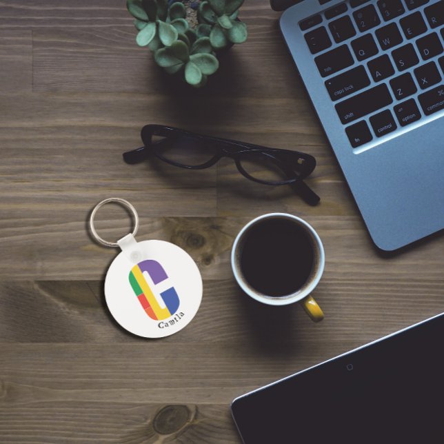 Chaveiro simples de letra monográfica mínima (Criador carregado)