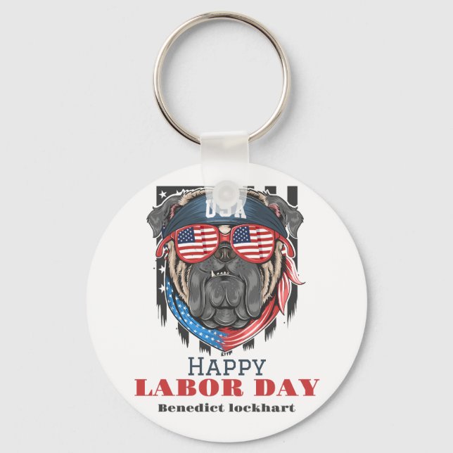 Chaveiro Simples Dia do Trabalho Elegante com bandeira T-Sh (Frente)