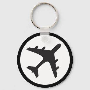 Chaveiro simples do símbolo branco preto do aviã