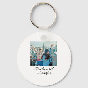 Chaveiro simples e mínimo adicione seu nome foto bridesmaid