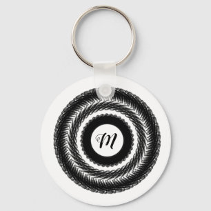 Chaveiro simples e personalizado BLACK mandala monograma ad