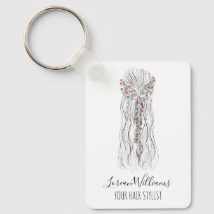 Chaveiro Simples Estilista de Cabelo Boho Chic Casamento QR