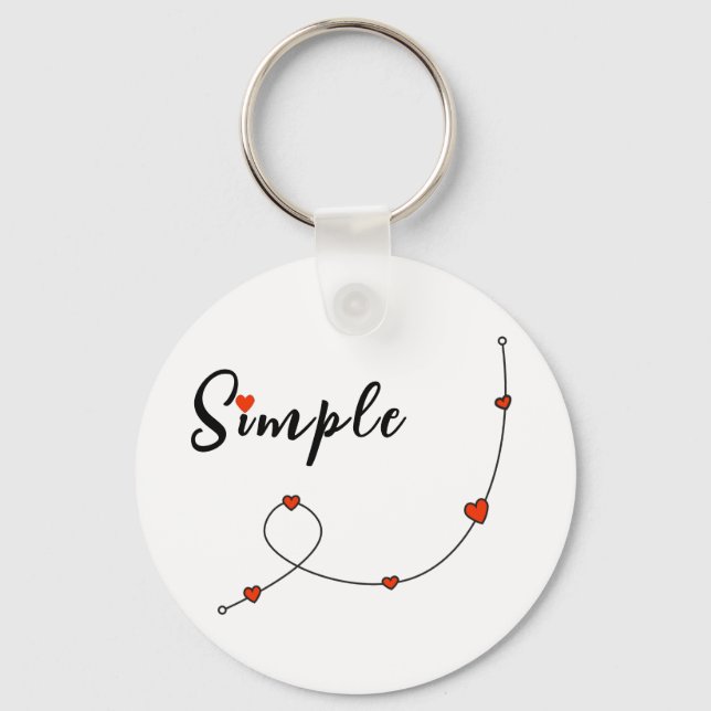 Chaveiro Simples ilustração com corações em estilo minimali (Frente)