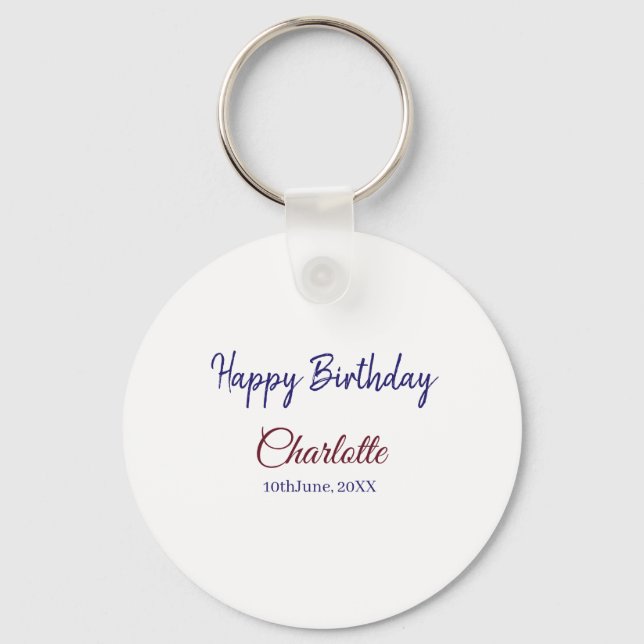 Chaveiro SIMPLES MINIMAL.CUTIE ADICIONE NOME BEBÊ feliz ani (Frente)