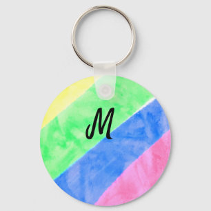 Chaveiro simples monograma minimalista personalizado aquare