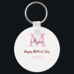 Chaveiro simples monograma mínimo de dia de as mães cor-de-<br><div class="desc">design</div>