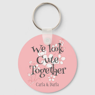 Chaveiro simples namorados rosa elegante, doce para amigos