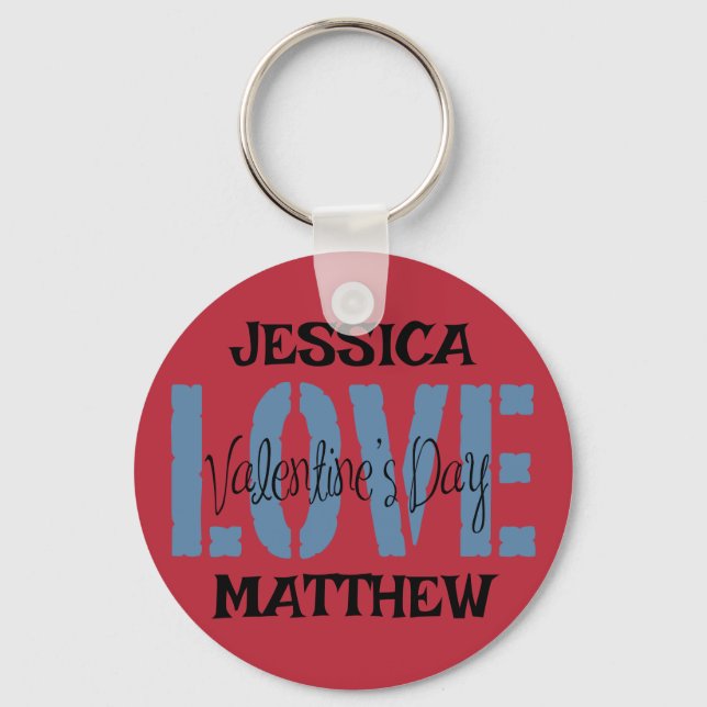 Chaveiro simples namorados rosa elegante, doce para casal (Frente)