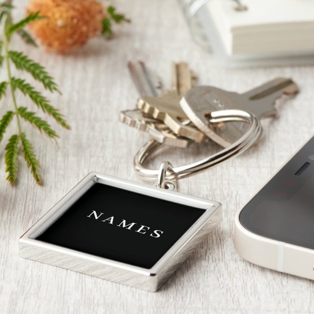 Chaveiro Simples Preto Personalizado Adicionar Seu Nome Ele (Criador carregado)