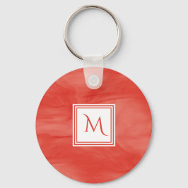 Chaveiro Simples Vermelho Laranja Sutil Marble Monograma Mo