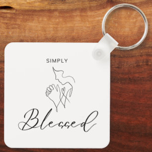 Chaveiro Simplesmente Abençoado Desenho de Linha Minimalist