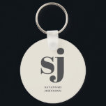 Chaveiro Sinais de creme monograma<br><div class="desc">Cream nome personalizado simples</div>