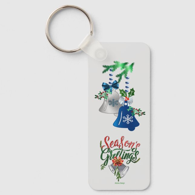 Chaveiro Sinais de Natal Prata e Azul : (Frente)