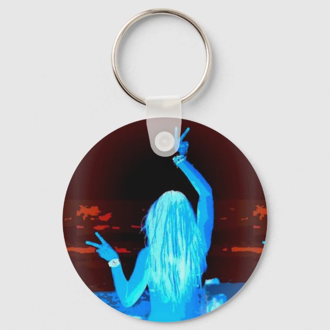 Chaveiro sinal azul de paz hippie (Frente)