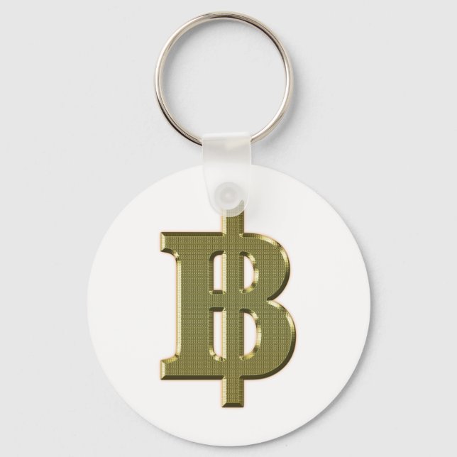 Chaveiro SINAL DE BAHT DORADO ฿ Moeda Tailandesa ฿ (Frente)