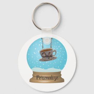 Chaveiro Sinal de café neve globo azul único