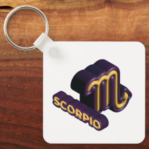 Chaveiro Sinal de Escorpião e Design de Texto