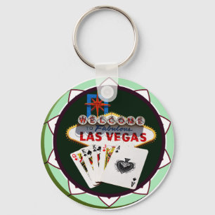 Chaveiro Sinal de Las Vegas & Cartões Chip Poker
