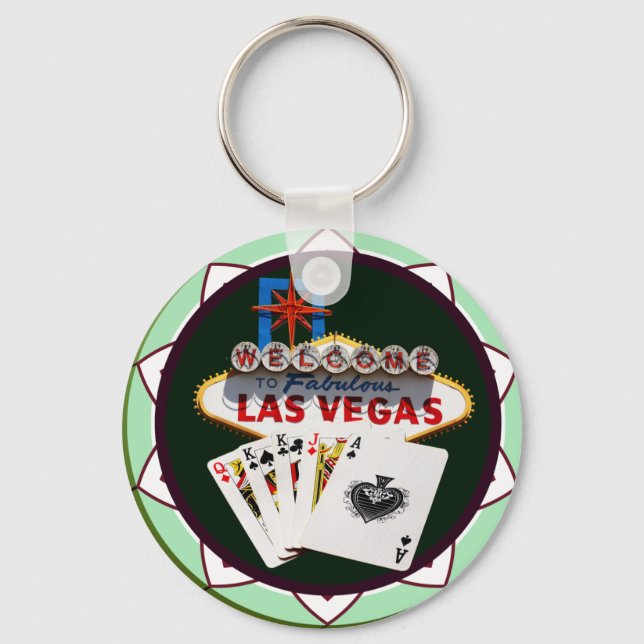 Chaveiro Sinal de Las Vegas & Cartões Chip Poker (Frente)