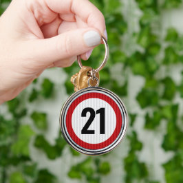 Chaveiro Sinal de limite de velocidade de aniversário de 21