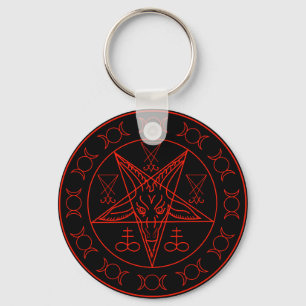 Chaveiro Sinal de lua tripla do Baphomet e santo de lucifer