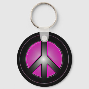 Chaveiro sinal de paz cor-de-rosa