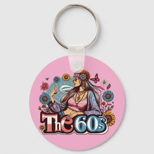 Chaveiro Sinal de paz da menina Hippie pintinho de 1960