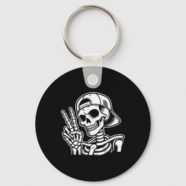 Chaveiro Sinal de Paz de Mão Retro Halloween Sinal de Mão (Frente)
