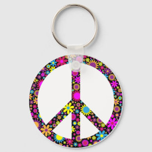 CHAVEIRO SINAL DE PAZ FLORAL DE GROOVY